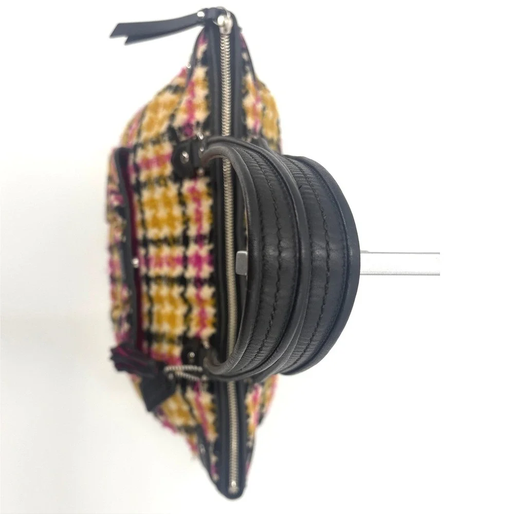 Coach Emma Wool‎ Tweed Tote F25083 Multicolor Leather Trim Shoulder Bag